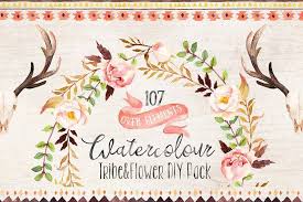 Watercolour Tribe Flower Diy Bonus Watercolor Flowers Watercolor Graphic Watercolor