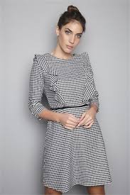 Geometrik Desenli Kolu Volanli Elbise Giyim Moda Elbise Modelleri