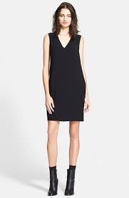 Vince Leather Trim V Neck Shift Dress Nordstrom Fashion Little Black Dress Nordstrom Dresses