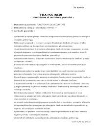 Model fisa postului functionar administrativ fisa postului pentru auditor public intern. Fisa Postului Functionar Public