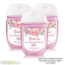 Editable Labels For Small Hand Sanitizer Bottle Pink Peonies Etsy In 2020 Hand Sanitizer Kitchen Bridal Shower Pink Bachelorette Party
