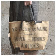 Sac Cabas Sac A Grains Ancien Cuir Burlap Bags Linen Bag Jute Bags