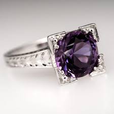 Gemstone And Cocktail Rings Amethyst Ring Vintage Purple Rings Amethyst Jewelry