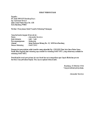 1.000.000 (satu juta rupiah) dari rekening saya sendiri ke rekening 8370200191 a/n christine indriani salim, yang. Contoh Surat Pernyataan Kesalahan Transfer Kami