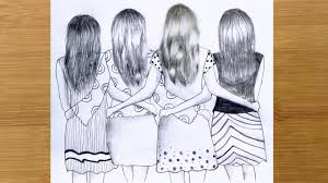 Scopri ricette, idee per la casa, consigli di stile e altre idee da provare. How To Draw Four Friends Hugging Each Other Best Friends Pencil Sketch Tutorial Youtube