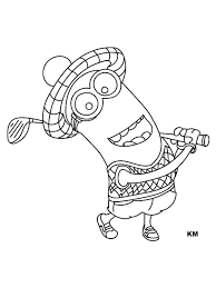 Kevin minion swings the golf club coloring page print. Kevin The Minion Coloring Page 1001coloring Com