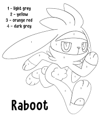 Raboot Color By Number Pokemon Pokemon Coloring Pages Coloring Pages Pokemon