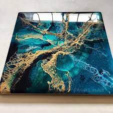 Massanfertigung 8 Quot X 8 Quot Abstrakte Malerei Kunstharz Kunstharz Abstrakte Kunst Resin Art Painting Resin Painting Resin Art