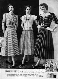 Three Stylish Dresses From 1948 40s Print Catalogue Magazine Ad Stripes Bow Blouse Skirts 1940s Fashion Fashion Vintage Vogue
