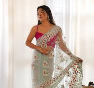 Net Trendy Saree with Embroidered Work