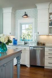 Love Love Love Framed Kitchen Window Subway Tile Light Above Window Beach Cottage Kitchens Kitchen Renovation Kitchen Sink Lighting