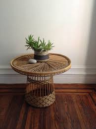 Vintage Wicker Rattan Side Table Wicker Decor Rattan Furniture Wicker Furniture