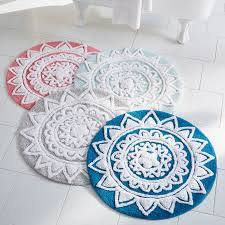 To add even more fashion and color, shop for bathroom rug sets like nautica's peniston design in white, turquoise or gray and top off your new décor with matching bath. Pandora Round Cotton Bath Rug Brylane Home