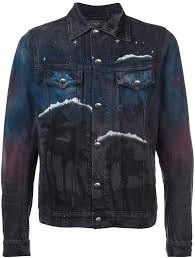 Amiri Airbrush Trucker Jacket Farfetch Distressed Denim Jacket Denim Jacket Printed Denim Jacket