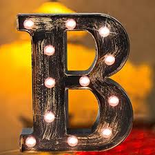 .light bulb sign letters have been crafted using photoshop and combined with special lighting glow, so you can construct your own realistic marquee signs inspired by theaters and casinos! Amazon Com Elnsivo Vintage Led Marquee Letter Lights Light Up Industrial 26 Alphabet Name Signs Bar Cafe Initials Decor For Birthday Party Christmas Wedding Events Letter B Home Kitchen