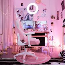 Autofull Pink Gaming Chair And Computer Desk Pack Kawaii Room Video Game Room Design Game Room Design