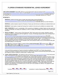 free florida standard residential lease agreement template pdf word
