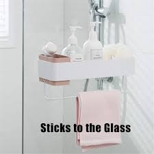 Skeens wall mount brass rectangular 9.4 shower caddy shelf organizer orren ellis. Bathroom Wall Organizer Green Shower Caddy Wall Mounted Adhesive With Towel Rack Toothbrush Shampoo Holder For Shower Storage Bathroom Storage And Organization Home Gellyplast Com