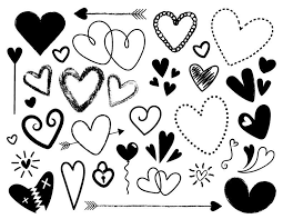 Black And White Silhouette Scribble Heart Clip Art Set Png Etsy Heart Clip Art Clip Art Valentine Doodle