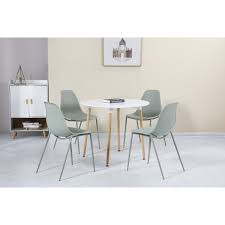 Imperia grey high gloss dining table set and 6 chrome faux leather dining chairs. Lindon White And Oak Dining Set 4 Green Chairs Furniture123