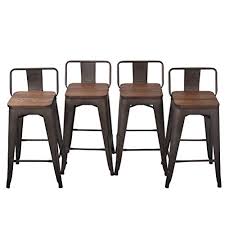 Sort by barry swivel low back bar stool with cushioned seat & backrest. Tongli Metal Bar Stools Counter Height Stools Set Of 4 Counter Height Barstools With Backs Patio Dining Chair Wooden Seat 24 Inches Rusty Low Back Buy Online In Grenada At Grenada Desertcart Com Productid