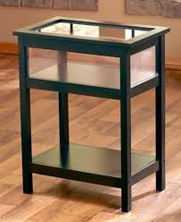 Black End Table Display Glass Top Memorabilia Display Endtable Shadow Box New Glass Top Side Table Black End Tables End Tables