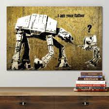Why research when you can post any graffiti picture with the word banksy in the title and people trample over themselves to upvote you. Banksy I Am Your Father Canvas Print Free Shipping Wall26