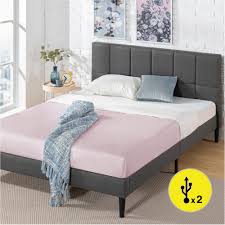 While i never thought much about the necessity of a bed frame, i stood thoroughly corrected after trying out the reverie base for the first time. Zinus Lottie 35 Upholstered Platform Bed Frame With Short Headboard And Usb Ports Grey Twin Walmart Com Walmart Com
