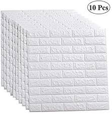 Amazon Com Leisime 10pc 3d Wall Sticker Self Adhesive Wall Panels Waterproof Pe Foam White Wallpaper For Wallpaper Living Room Living Room Tv Wall Wall Panels