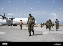 AMISOM Uganda Contingent Commander Brig. Sam Kavuma at the ceremony to  receive new troops as they rotate in to Somalia to take part in the  peacekeeping operation