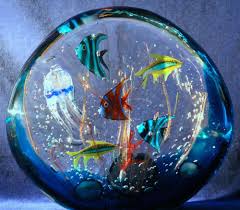 Magnificent Large Murano Glass Fish Aquarium Sculpture By Maestro Elio Raffaeli Glass Paperweights Glass Aquarium Glass Animals
