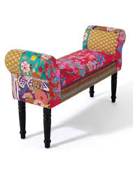 Beklede Bank Met Een Mooi Design Pink Wit Blauw Gepolsterd Recibidor