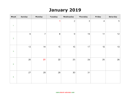 Portrait) on one page in easy to print pdf format. Download Blank Calendar 2019 12 Pages One Month Per Page Horizontal