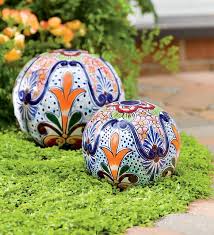 Handmade Talavera Inspired Small Ceramic Globe Mosaic Garden Garden Spheres Garden Globes