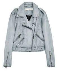 Zara Women Blue Suede Jacket Suede Jacket Women Blue Suede Jacket Faux Suede Biker Jacket