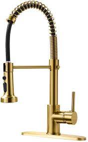 Brushed gold finish kitchen faucets & accessories. Aimadi Gold Kitchen Faucet With Pull Down Sprayer Commercial Single Handle Brushed Gold Kitchen Sink Faucet With Deck Plate Amazon Com