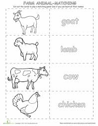 Farm Animal Matching Game Worksheet Education Com Farm Animals Games Animal Matching Game Animal Worksheets