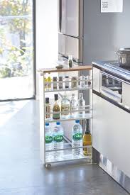 Yamazaki Home Official Site Yamazaki Home Tower Rolling Slim Storage Cart With Handle In 2020 Slim Kitchen Storage Kitchen Storage Cart Space Saving Kitchen