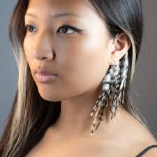 Feather Ear Wrap, Gold Tone, Ear Cuff With Feathers, Rustic Brown & Black,  Feather Cuff, Natural Feather Earring, Ear Wrap Cuff, Festival