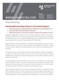 Your real estate career at deloitte. Warburg Hih Invest Opens Branch In The United Kingdom Warburg Hih Invest Real Estate Reference Hub