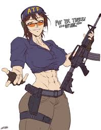 4ces, original, 1girl, abs, assault rifle - Anime R34