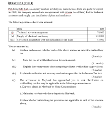 Lot pt 13726, jalan hj salleh, off jalan meru, 41050 klang, selangor darul ehsan, malaysia. Question 1 Clo 1 Pob Kong Sdn Bhd A Company Res Chegg Com