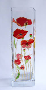 Hand Painted Glass Vase Summer Meadow Glass Vase Red Di Elwelry Peindre Verre Peinture Peinture Sur Verre