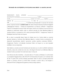 În calitate de persoană vizată se realizează în următoarele scopuri: Declaratie Prelucrarea Datelor Cu Caracter Personal Proiectintespo