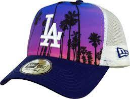 Los Angeles Dodgers New Era Mlb Trucker Cap West Coast Print With The La Front Logo New Era Side Logo The White Mesh Backing And T Trucker Cap Cap New Era