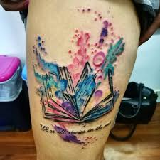 Just have a look on the tattoos imitating. Watercolor Book Tattoo 8 Kickass Things