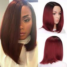 The sew in bob is the hairstyle that allows you to enhance volume, layers, and chic of to decide on the style, here are some options for you.you can choose anyone you prefer: Synthetic Short Bob Hair Ombre Red Straight Wig Side Part Women Fashion Wigs Wig Styles Short Bob Hairstyles Bob Hairstyles