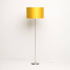 Yellow Silk Drum Lampshade Displayed On Floor Standing Lamp Stand Lamp Drum Lampshade Floor Standing Lamps