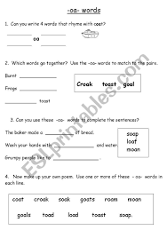 Do you like learning about new things in english? English Worksheets Oa Words