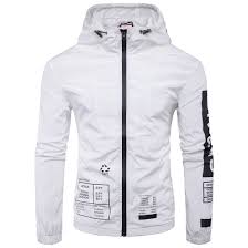 Black And White Coat Mens Click To Buy Waterproof Jackets Men Long Sleeve Slim White Coats 2017 Letter Printed Hooded Mens Bomber Jack Mens Fashion Coat Mens Coats Dress Shoes Men